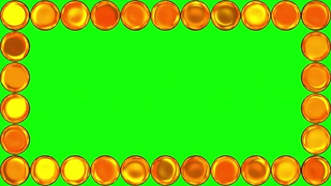 Golden Spheres Border Frame Green Screen Loop Stock Footage 340970361