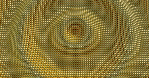 Golden spheres in wave motion. Video stock 125630882