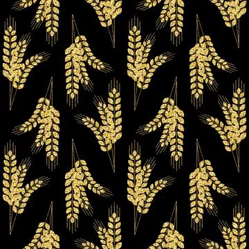 Golden spikelet of wheat rye for creative design decoration Stock Illustration