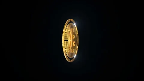 Golden spinning bitcoin. loop animation with matte channel. Stock Footage 81273761