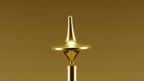 Golden Spinning Top Balancing on Gold Background - Ultimate Luxury Loop Stock Footage 340265650