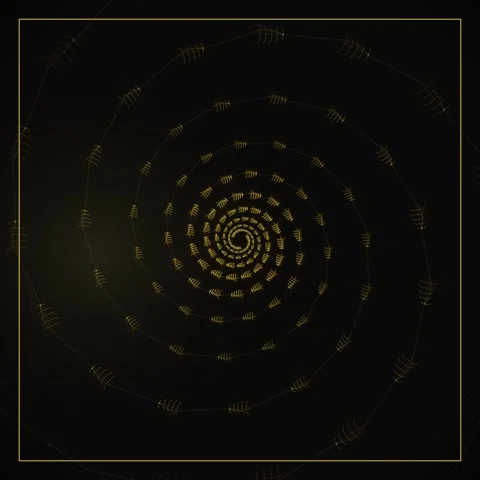 Golden Spiral Abstract Loop - Dark Luxury Background with Glittering Particle Stock Footage 346284216