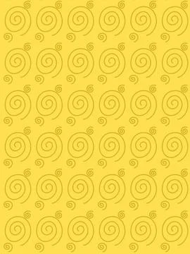 Golden Spiral Doodle Pattern on Yellow Background Stock Illustration