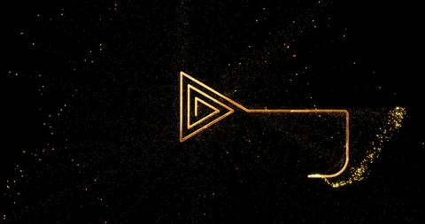 Golden spiral in the form of play button appearing from glitter particles. Stock Footage 123317680