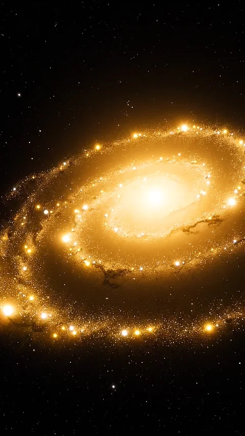 Golden Spiral Galaxy in Deep Space Stock Footage 339755938