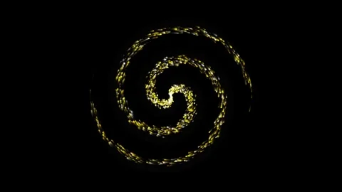 Golden Spiral Galaxy Particle Vortex and Swirling Energy Loop Stock Footage 342779622
