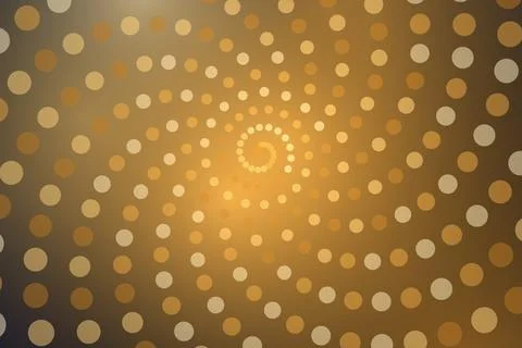 Golden spiral pattern of dots on dark background Stock Illustration
