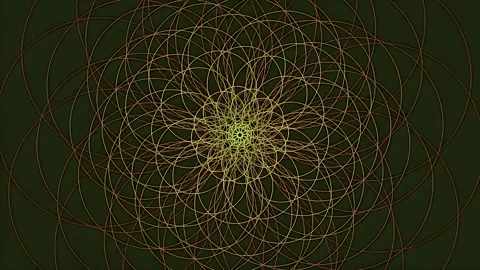 Golden Spirograph Rosette Morphing on Dark Green Background Stock Footage 344839534