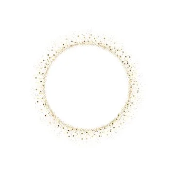 Golden splash or glittering spangles round frame with empty center for text Stock Illustration