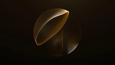 Golden split glass sphere on black background, abstract floating curved for.. 스톡 일러스트