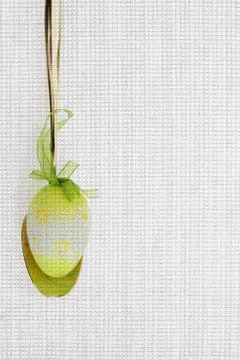 Golden spoon and Easter egg on fabric texture for your recipe Stock Photos