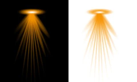 Golden spotlight beam effect isolated on black and white backgrounds for st.. Illustrazione stock