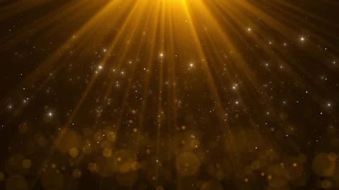 Golden spotlight rays background bright stars, warm bokeh, elegant stage glow. a Stock Footage 340417802