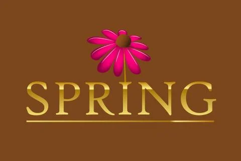 Golden spring typography with pink blooming flower petal on a brown background Stock-Illustration