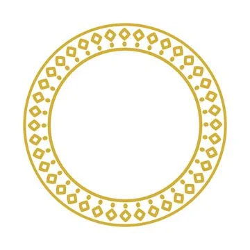 Golden Square And Dot Patterned Round Frame Stock Illustration
