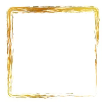 Golden square crayon frame, simple hand draw sketch isolated on White Stock Illustration