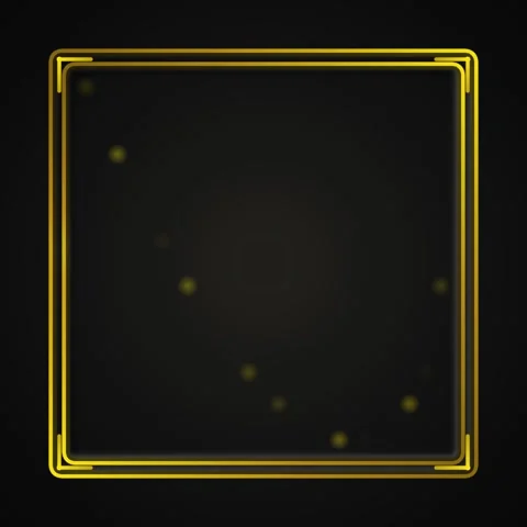 Golden Square Frame with Glowing Particles on Dark Gradient Background Stock Footage 346283207