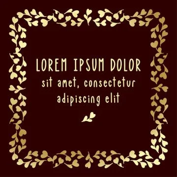 Golden square frame pattern with space for text. Suitable for greeting cards Stock Illustration