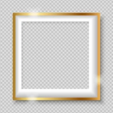 Golden square frame with soft shadow for text or picture is on squared gray Stock Illustration