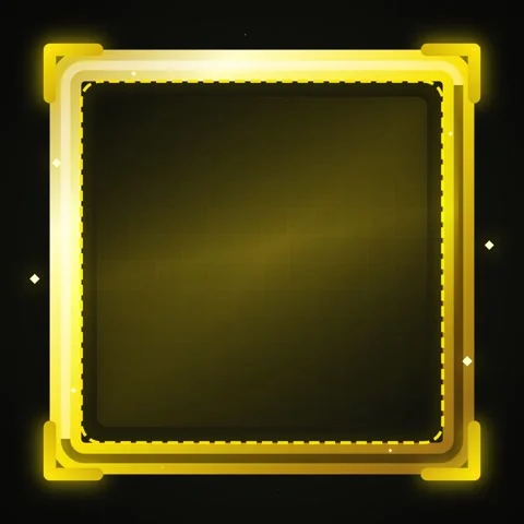Golden Square Frame with Sparkles and Glow Effect on Dark Background Stock Footage 346283795