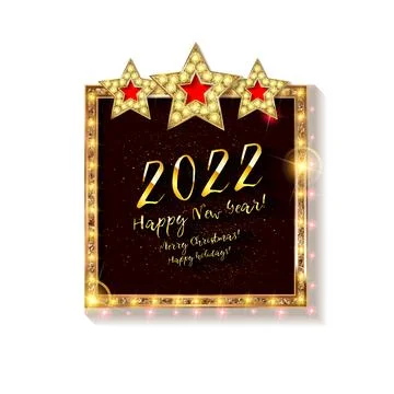 Golden square frame with stars. Stock Illustration