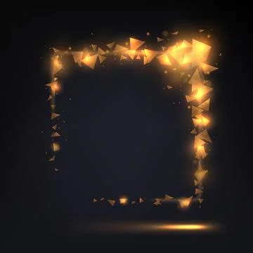 Golden Square Frame of Triangles Elements on Dark Background, Vector Illust.. Illustrazione stock