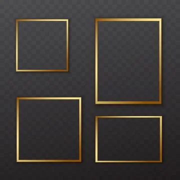 Golden square frames with soft shadow for text or picture are on squared black Stock Illustration