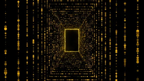 Golden square glitter particles, Frame rectangular frame luxury black background Stock Footage 338377822