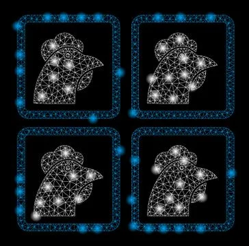 Golden Square Pattern Chicken Factory Stock Illustration