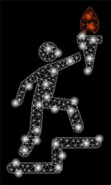 Golden Square Pattern Climbing Leader with Torch 스톡 일러스트