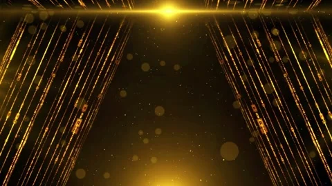 Golden stage curtains motion background with glittering particles effect. Video stock 344002603