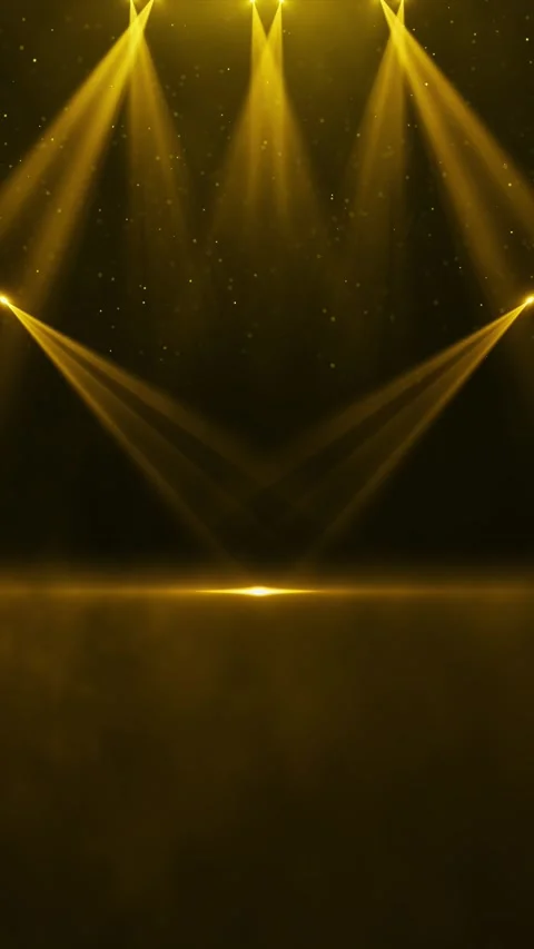 Golden stage light beams dramatic top rays, floating dust particles, warm reflec Stock Footage 340556579