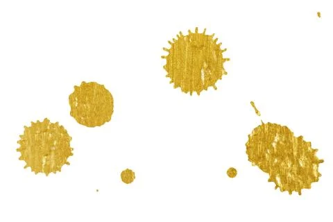 Golden stain splashes on white background. Stock Photos