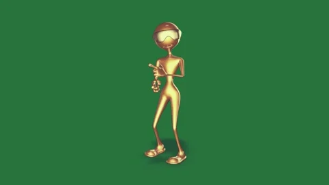 Golden Standing Isolated Green Screen Stock Video Stock Footage 338017773