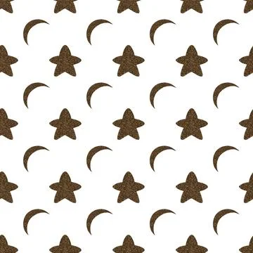 Golden star and moon pattern for textile and wallpaper design Stock Illustration