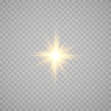 Golden star, on a black background, the effect of glow and rays of light Stock Illustration