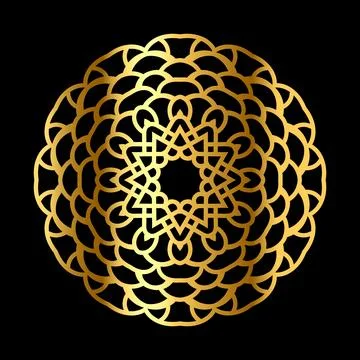 Golden Star Bloom Mandala Pattern Stock Illustration