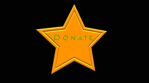Golden star button DONATION. Donate Icon on  black background Stock Footage 147121718