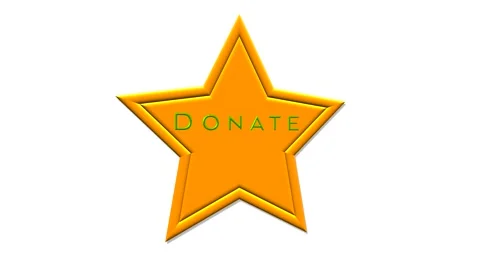Golden star button DONATION. Donate Icon on white background Vídeo Stock 147121719