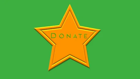 Golden star button DONATION. Donate Icon on the green screen 스톡 동영상 147121722