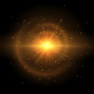 The golden star explodes in the sky Stock Illustration