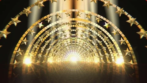 Golden Star Gate Stage Stock Footage 76711416