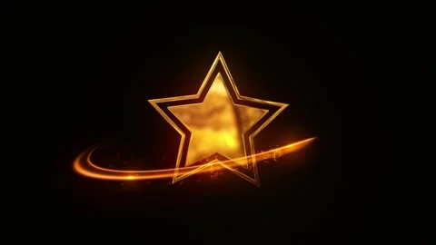 Golden star with light effect on black background Stock Footage 317510391