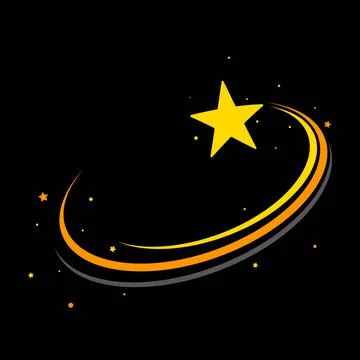Golden star logo vector icon design on dark background. Technology circle log Stock Illustration