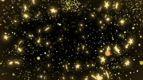 Golden star particles explosion on black background for festive celebration and Stock Footage 344917660