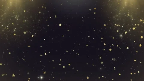 Golden star particles falling on black background. Festive glitter motion Video stock 340382005