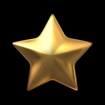Golden star realistic 3D vector design, orange chrome space galaxy emoji, r Stock Illustration
