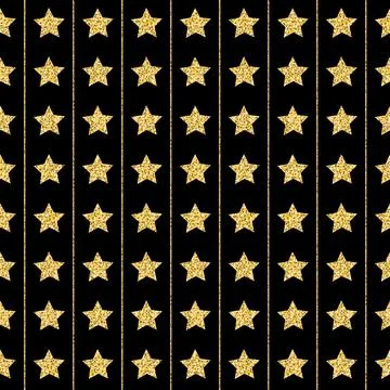Golden star seamless pattern shining shiny background Illustrazione stock