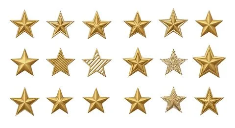 Golden star shapes in rows Illustrazione stock