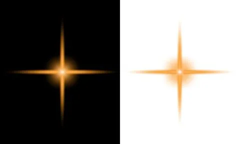 Golden Star Sparkle Effect Isolated on Black and White Backgrounds Stock Illustration